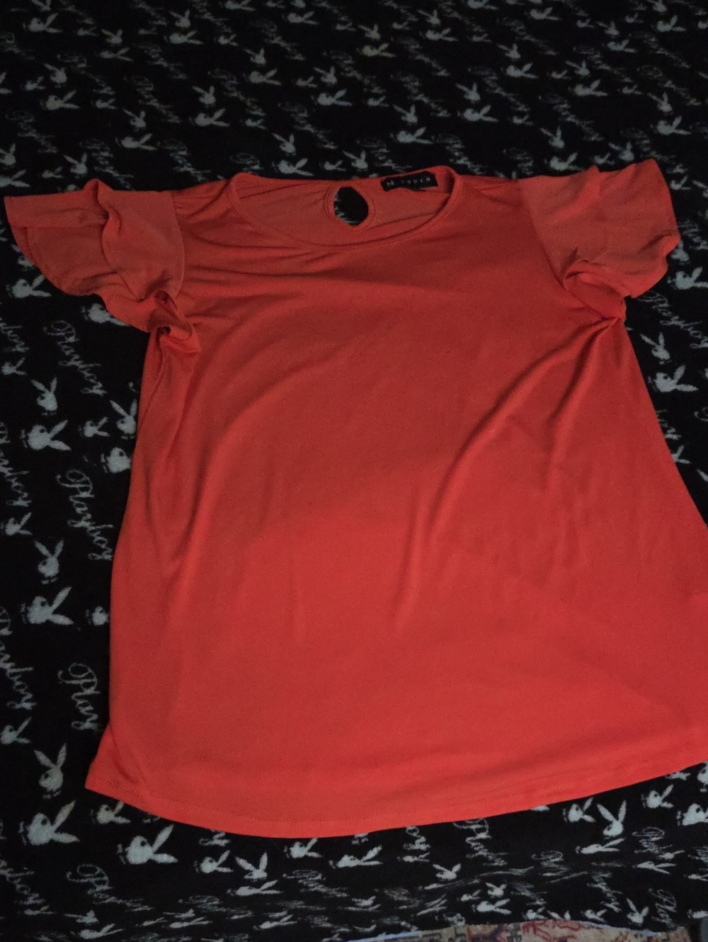 Ruffle Short Sleeve Tee in Bright Orange